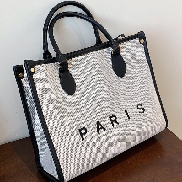 Black Elegant Women's Lightweight Canvas Texture Handbag - Picture 4 of 4